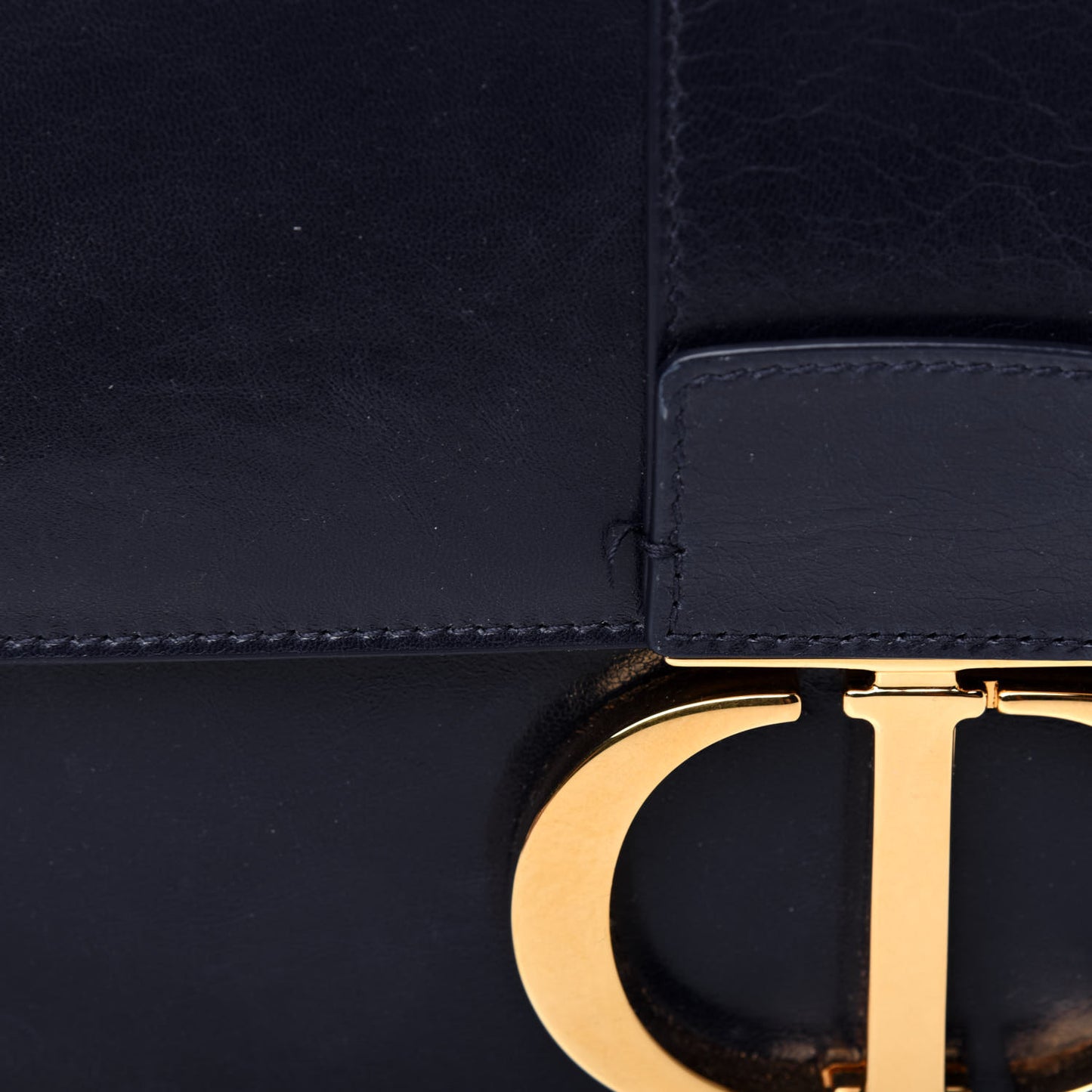 Shiny Crinkled Lambskin 30 Montaigne Flap Bag Indigo