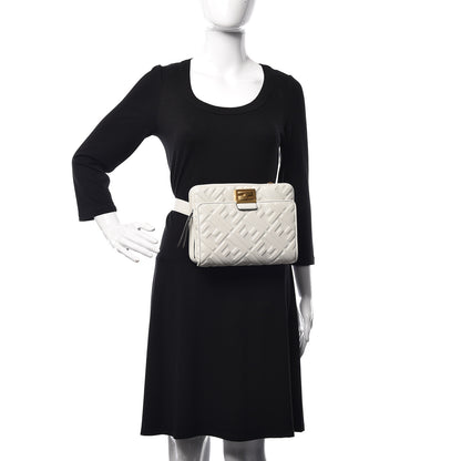 Fendi Nappa FF 1974 Diagonal Embossed Upside Down Belt Bag White 2 of 9
