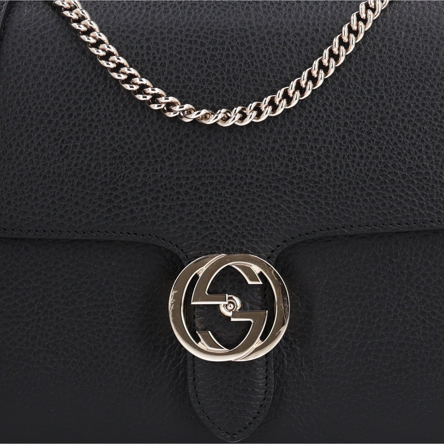 Gucci Dollar Calfskin Interlocking G Shoulder Bag Black 8 of 10