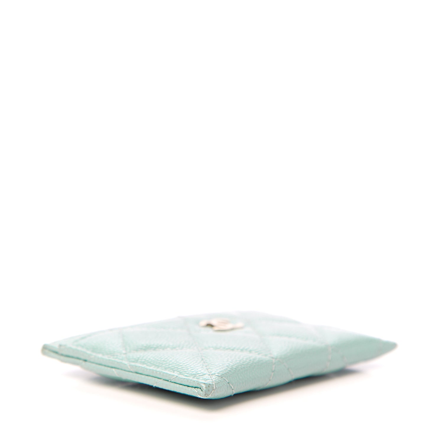 Caviar Quilted Card Holder Light Blue