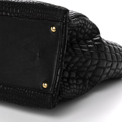 Fendi Nappa Crocodile Trapuntata Large 3Jours Tote Black 10 of 11