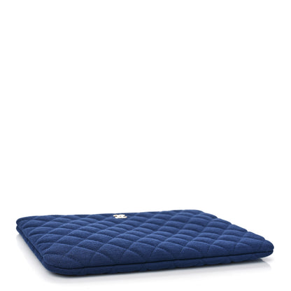 Chanel Jersey Quilted Medium Cosmetic Case Blue 4 of 9