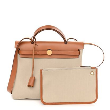 Hermes Vache Hunter Toile Herbag Zip 31 PM Trench Gold 1 of 12