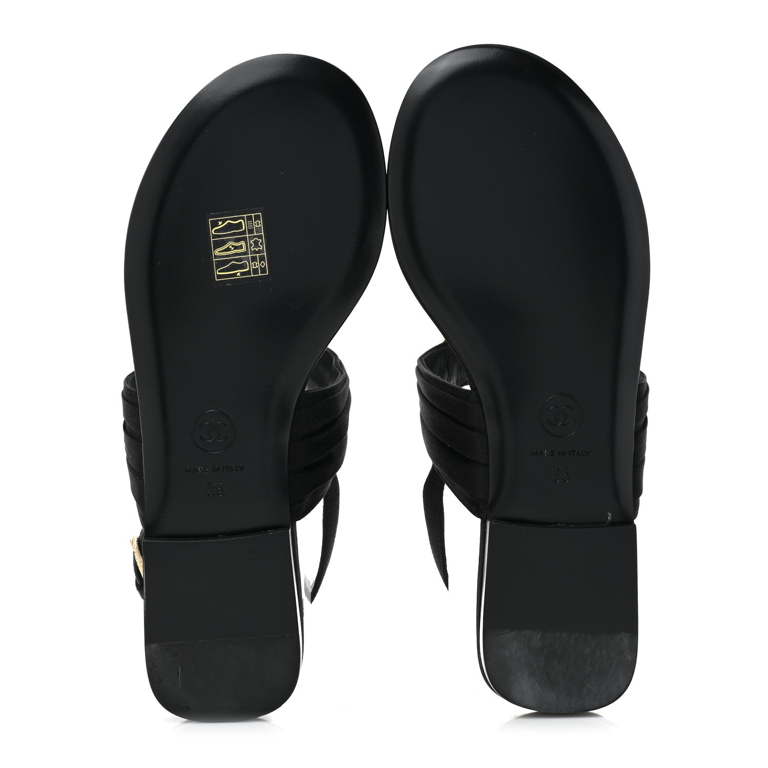 Chanel Satin Crystal CC Thong Sandals 35 Black 5 of 9