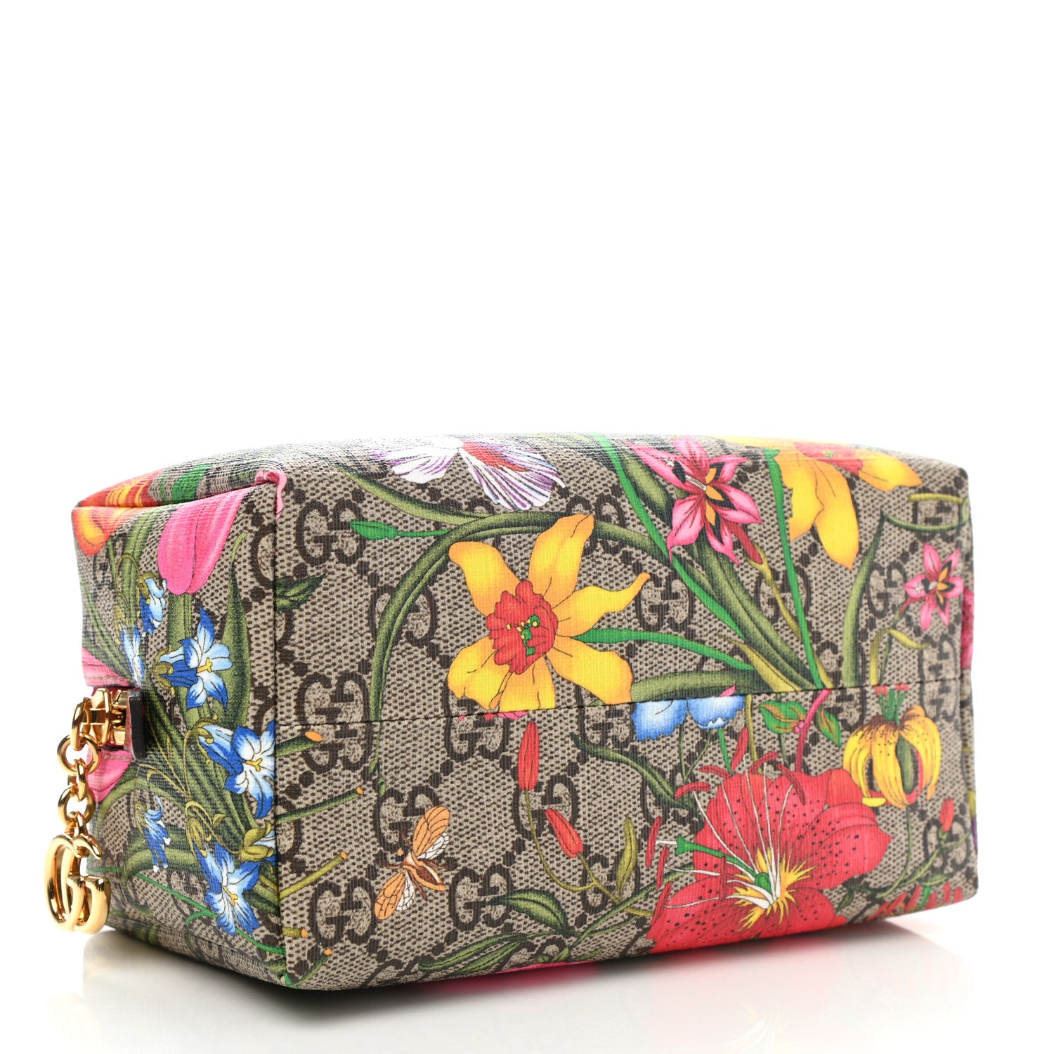 Gucci Soft GG Supreme Monogram Flora Calfskin Medium Ophidia Cosmetic Case Beige Ebony Multicolor Rosso 4 of 8