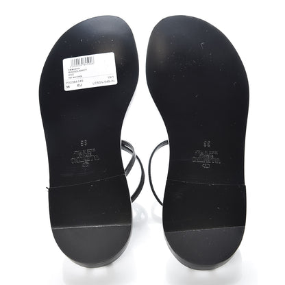 Valentino Garavani Calfskin Nude Rockstud T Strap Flat Thong Sandals 36 Black 7 of 9