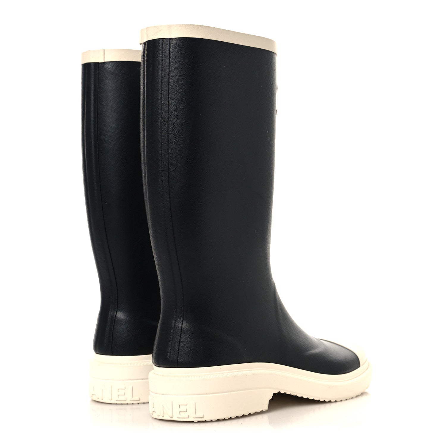 Chanel Caoutchouk CC High Boots  36 Black White 4 of 7