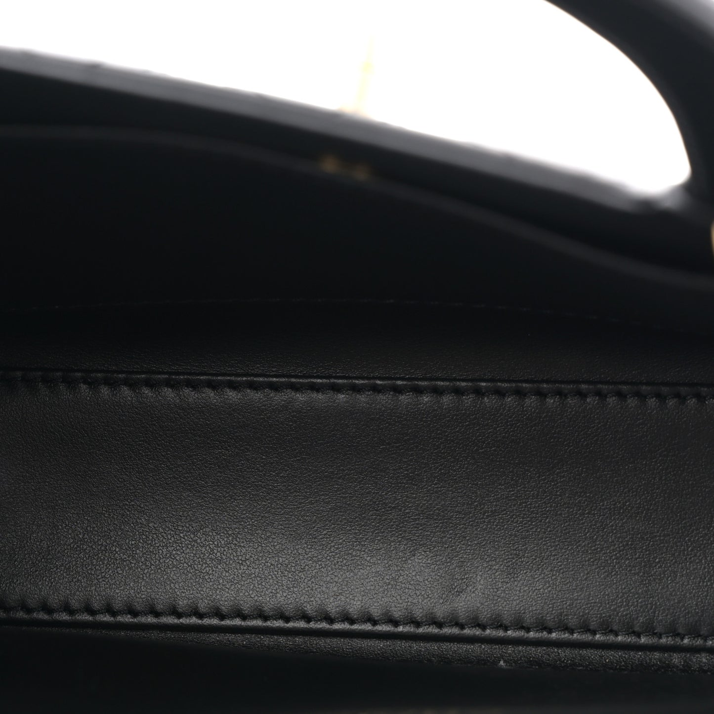 Shiny Aged Calfskin Quilted Nano Kelly Shopper Black