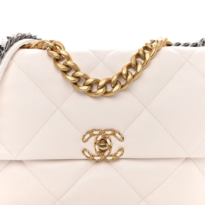 Chanel Lambskin Quilted Large Chanel 19 Flap White 7 of 9