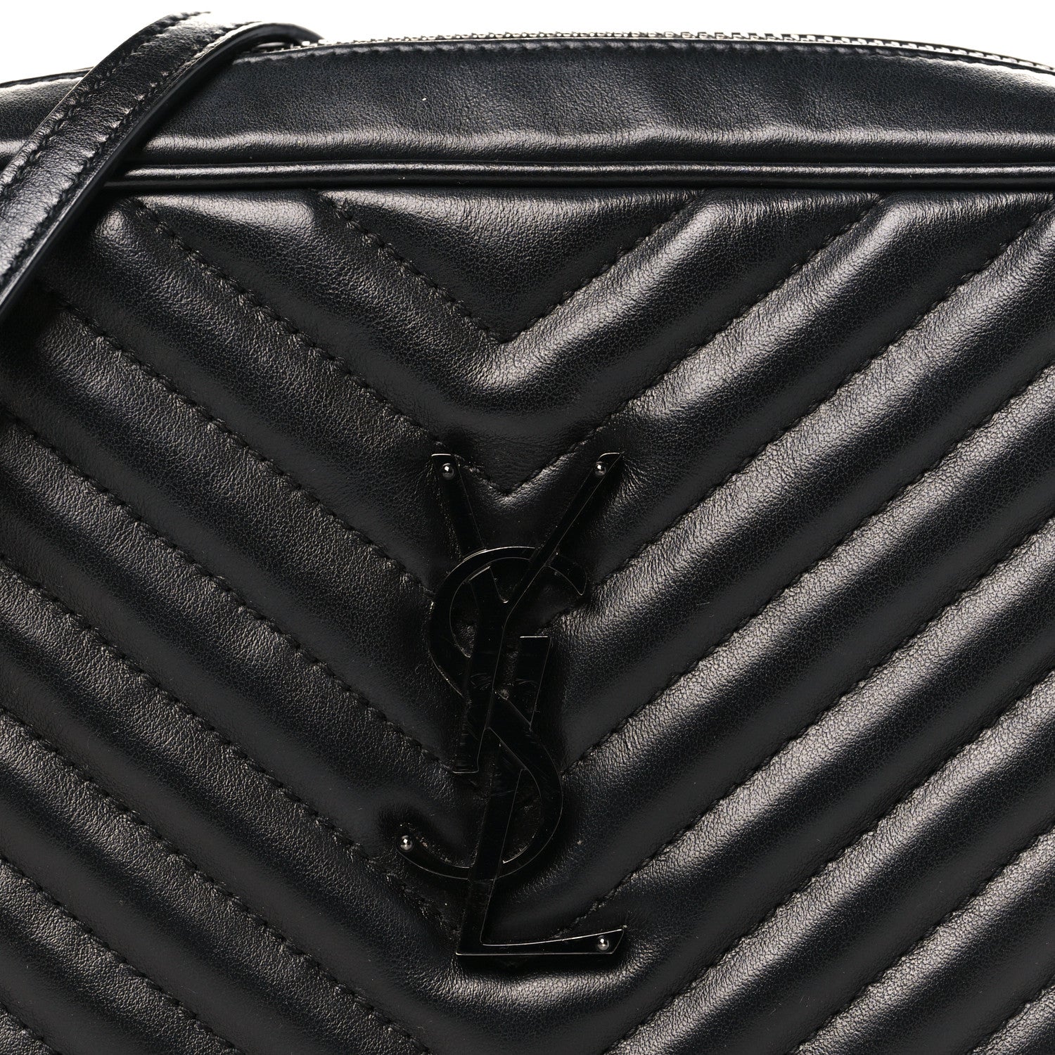 Saint Laurent Calfskin Matelasse Monogram Monochrome Lou Camera Bag Black 8 of 12