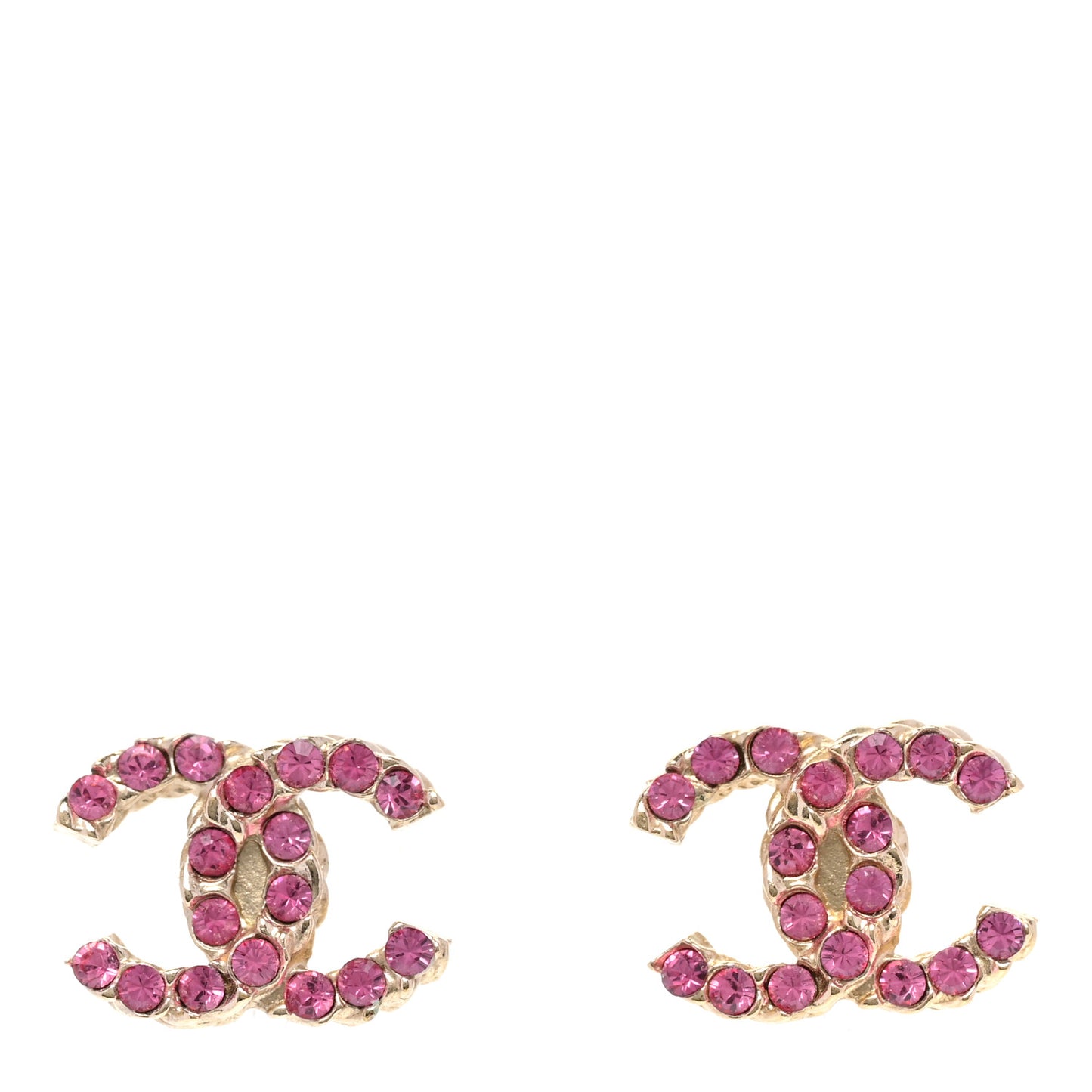 Crystal CC Earrings Gold Pink