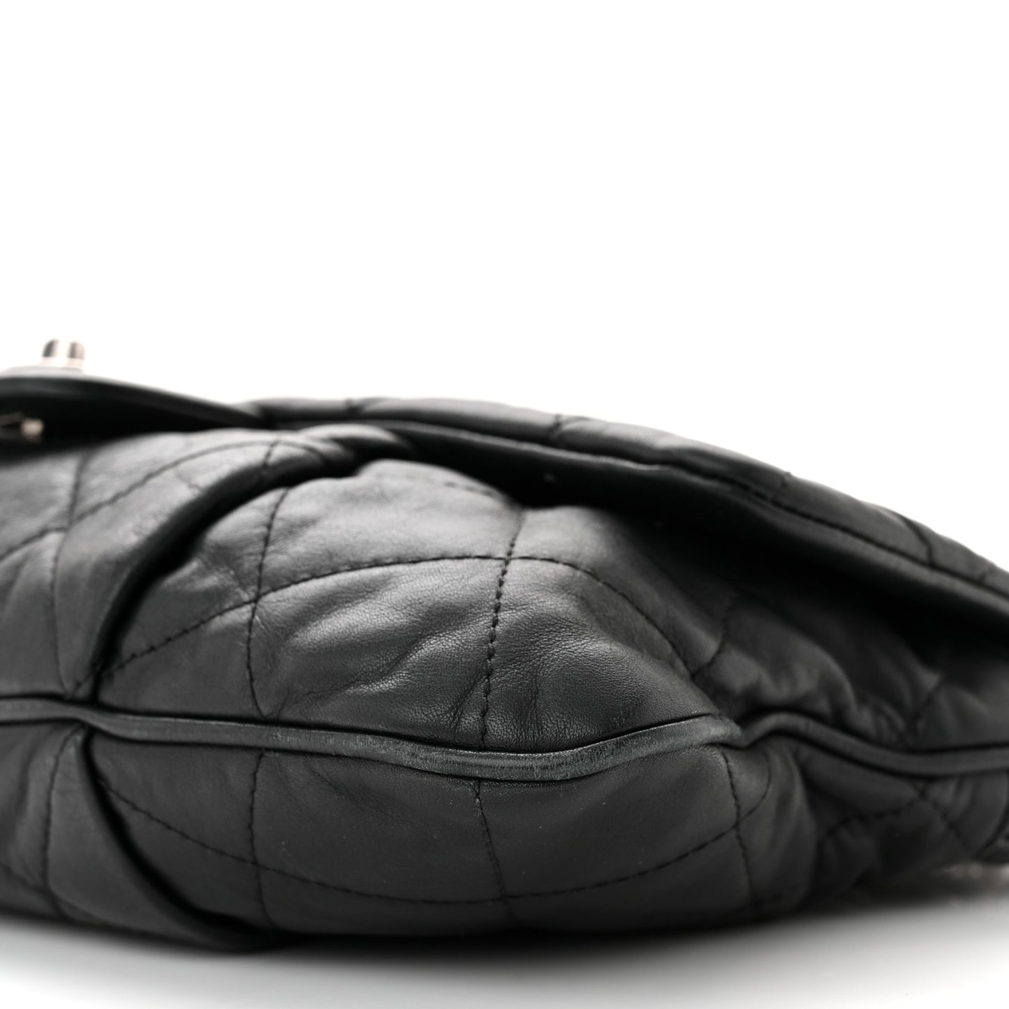 Calfskin Coco Pleats Messenger Flap Black