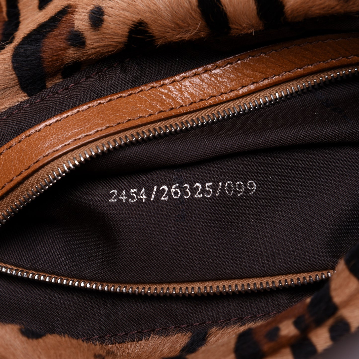 Calf Hair Leopard Print Mama Baguette Brown