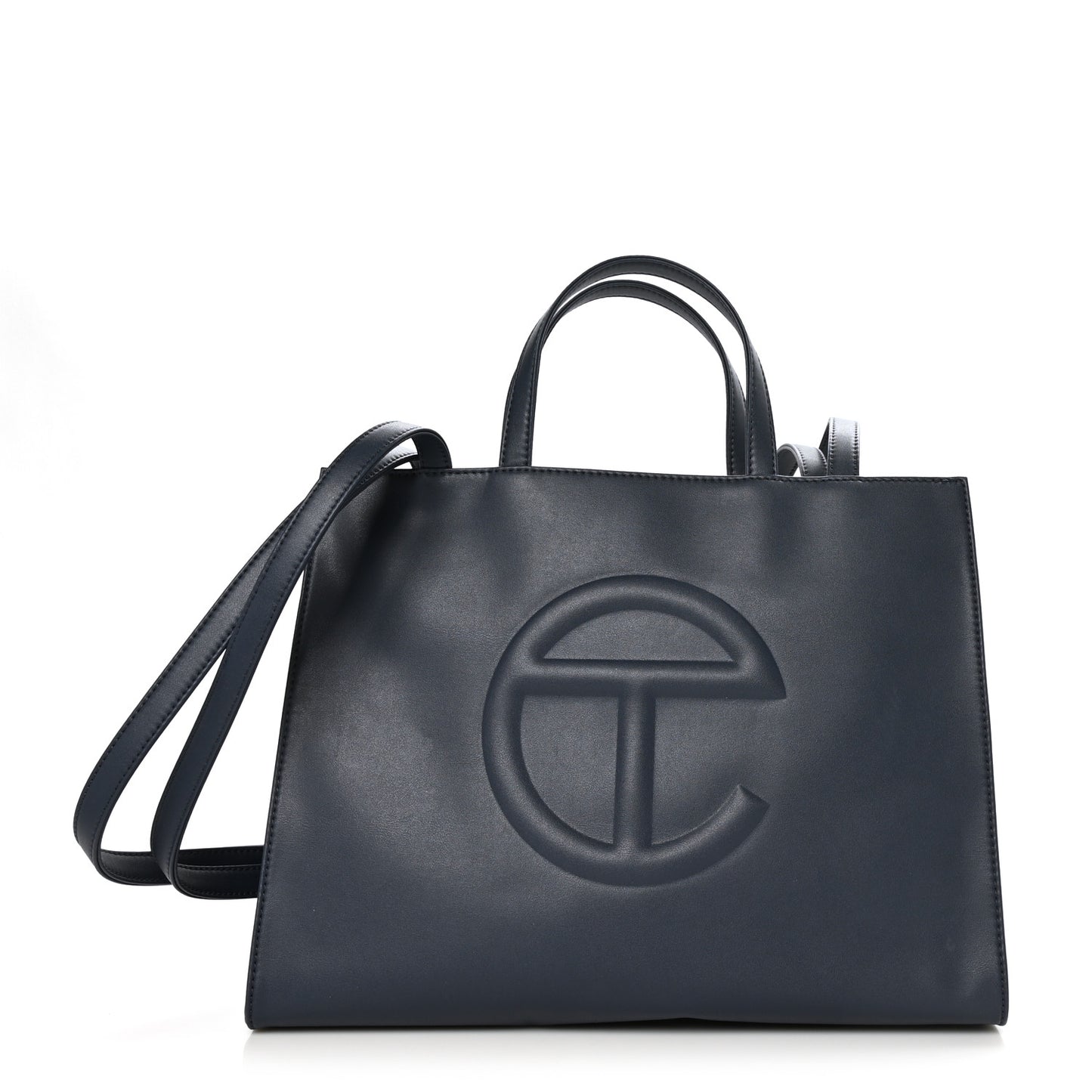 Vegan Leather Medium Shopping Bag Navy