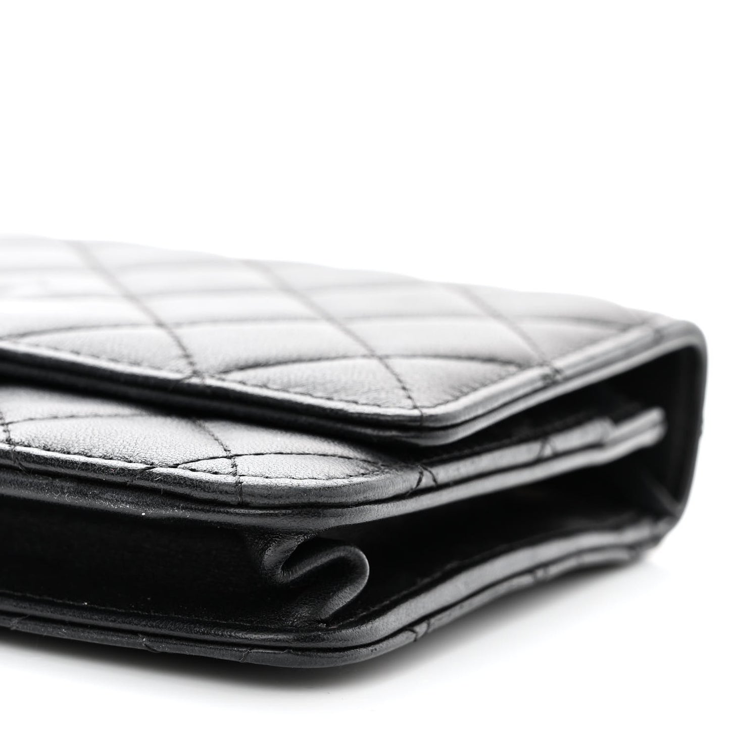 Lambskin Quilted Trendy CC Wallet On Chain WOC Black