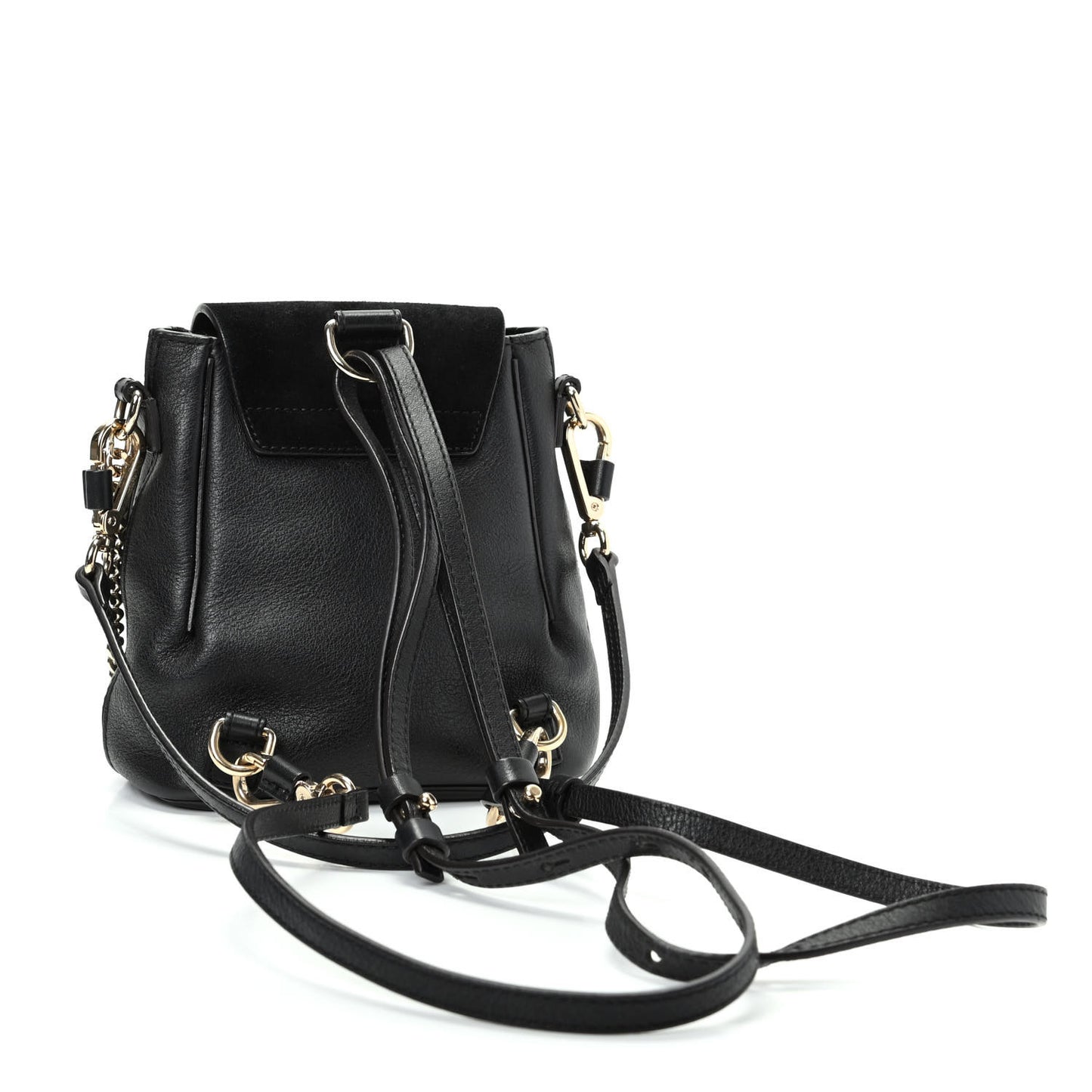Suede Calfskin Mini Faye Backpack Black