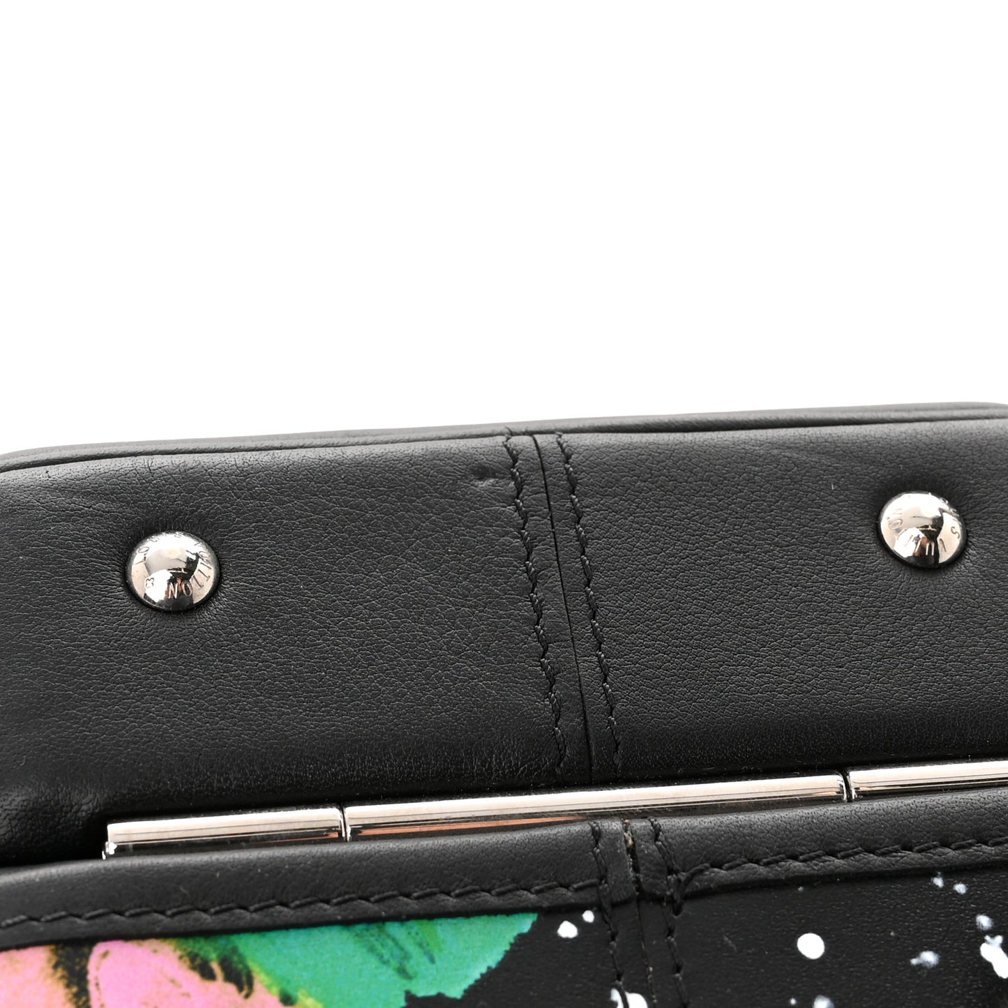 Calfskin Splash Print Petite Boite Chapeau Black