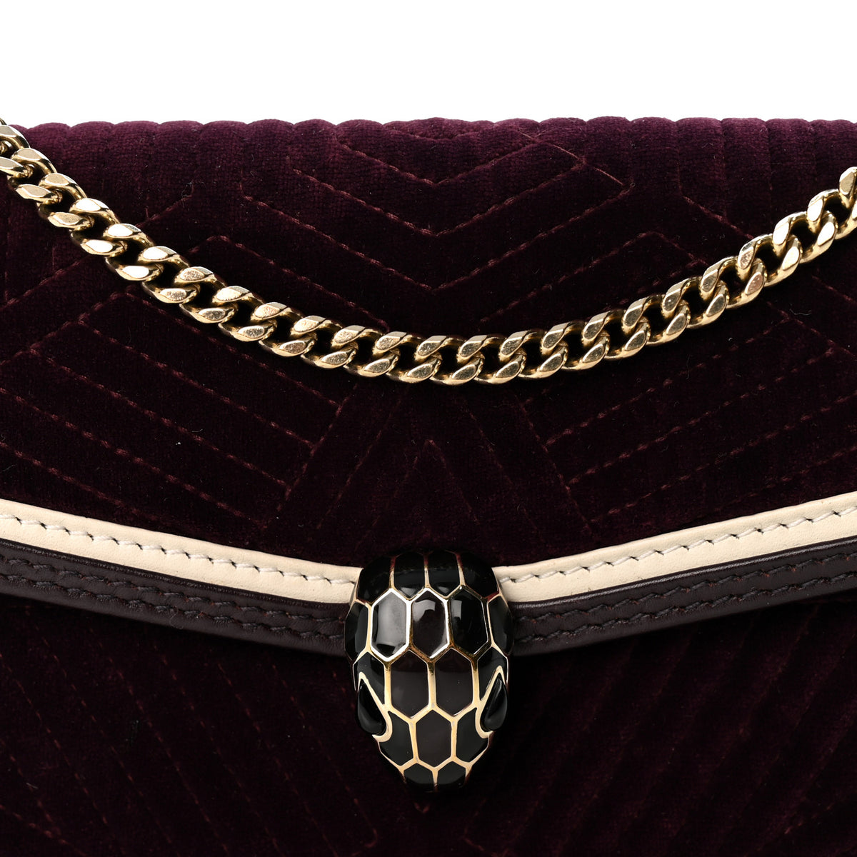Bulgari Velvet Quilted Serpenti Forever Shoulder Bag Plum 7 of 9