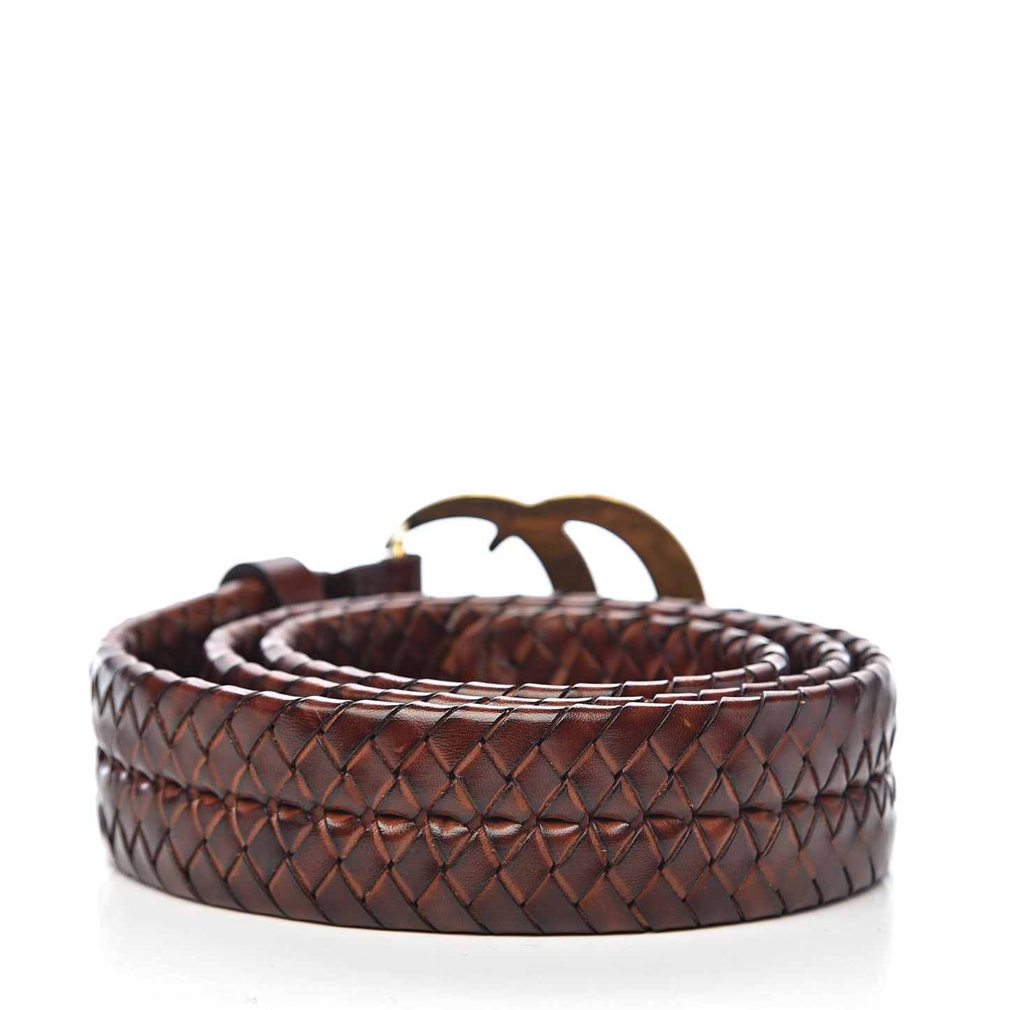 Calfskin Braided Double G 40mm Belt 95 38 Cuoio Bruciato
