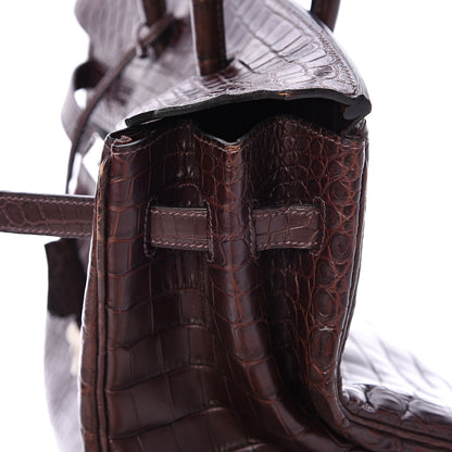 Hermes Matte Crocodile Birkin 35 Chocolate 13 of 37