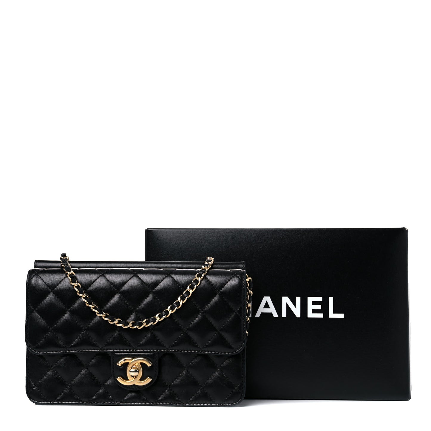 Lambskin Quilted Medium Crossing Times Flap Black