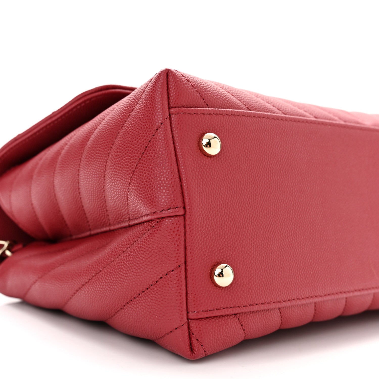 Chanel Caviar Lizard Embossed Chevron Quilted Small Coco Handle Flap Red 9 of 11