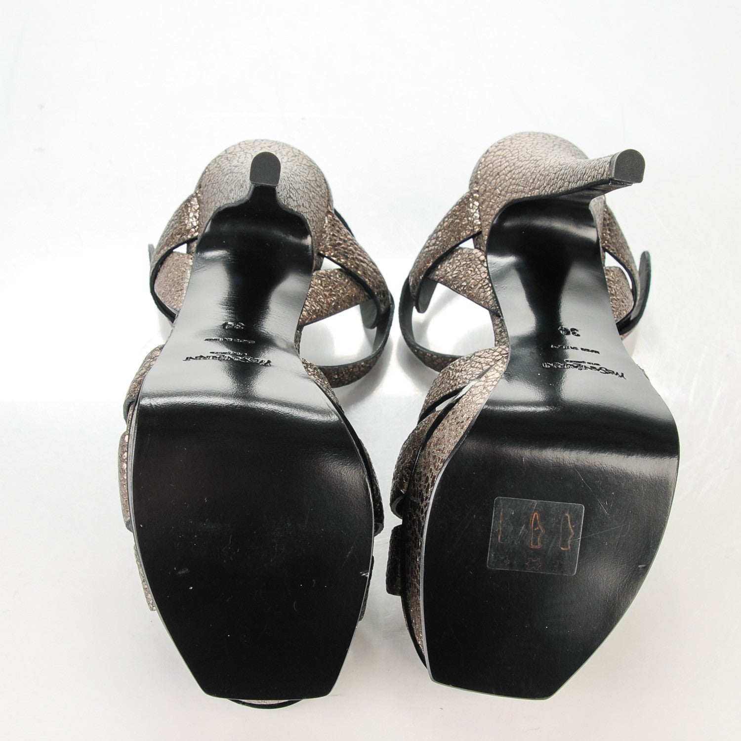 Saint Laurent Vulcano Calfskin Tribute 105 Platform Sandals 34 Canna Fucile 5 of 8