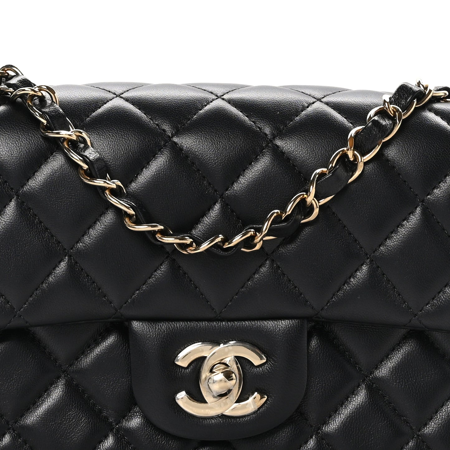 Lambskin Quilted Mini Rectangular Flap Black