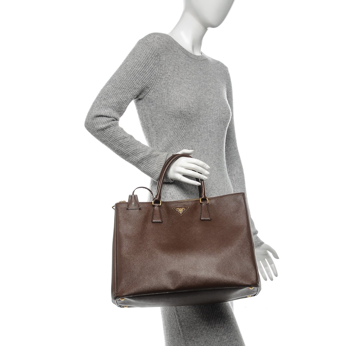 Saffiano Lux Extra Large Galleria Double Zip Tote Cacao