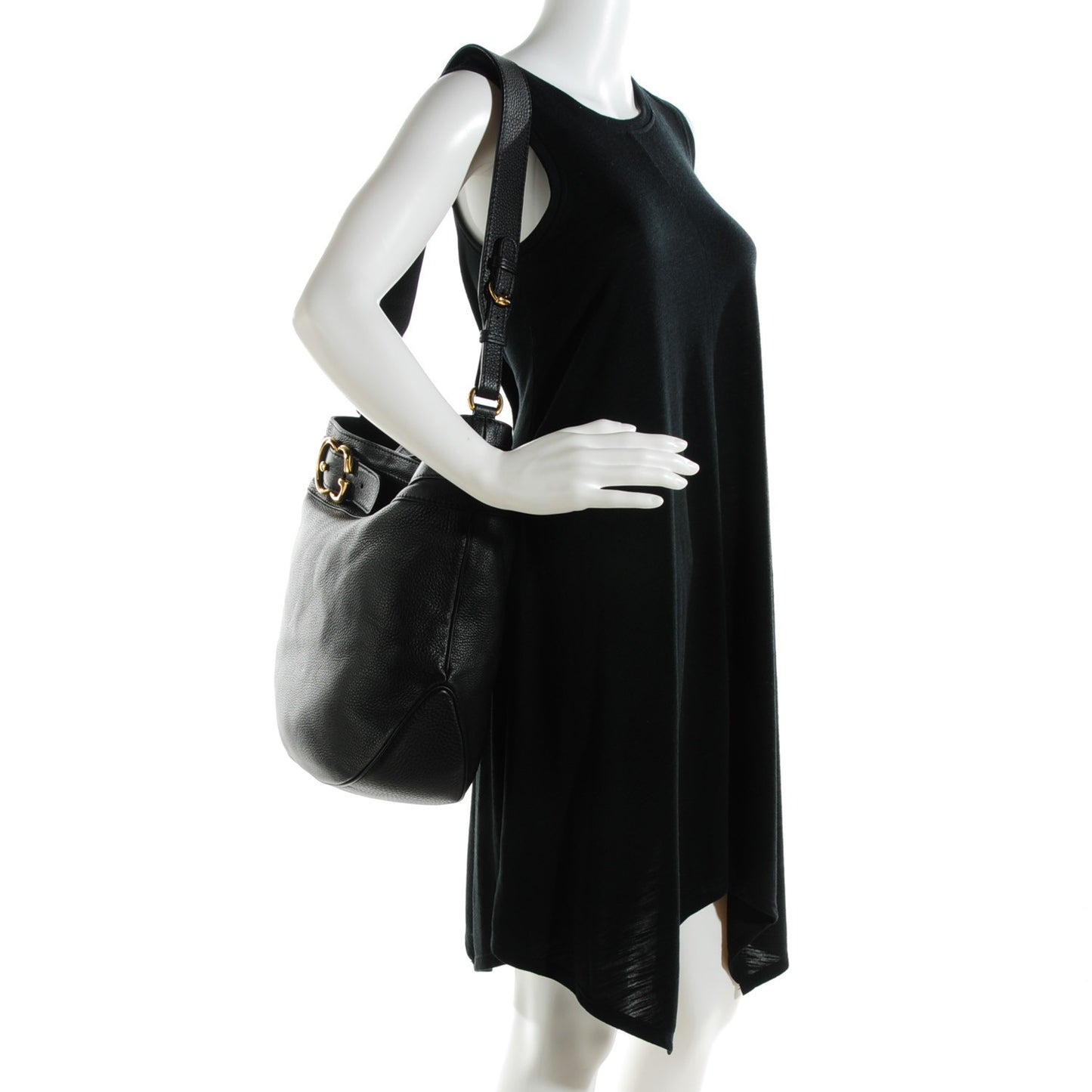 Calfskin Large Ride Shoulder Bag Black