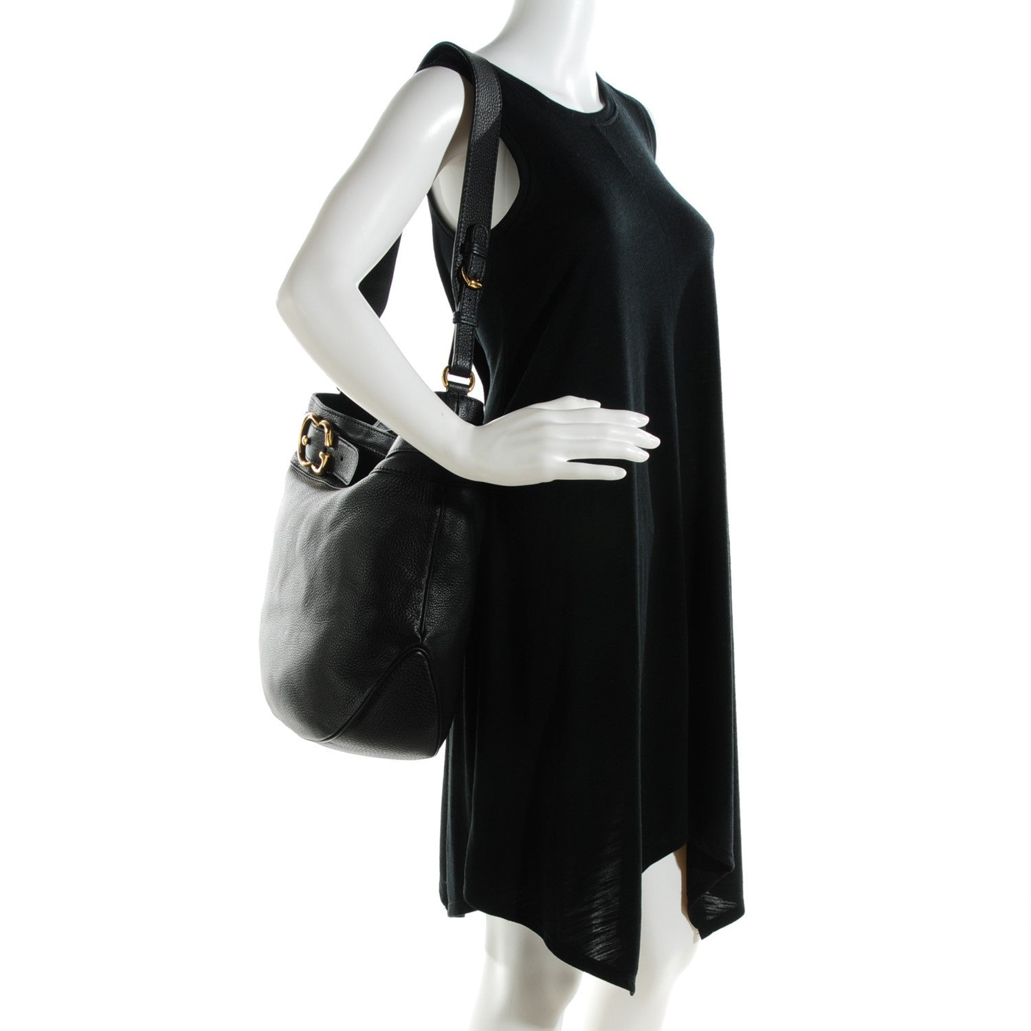 Gucci Calfskin Large Ride Shoulder Bag Black 2 of 7