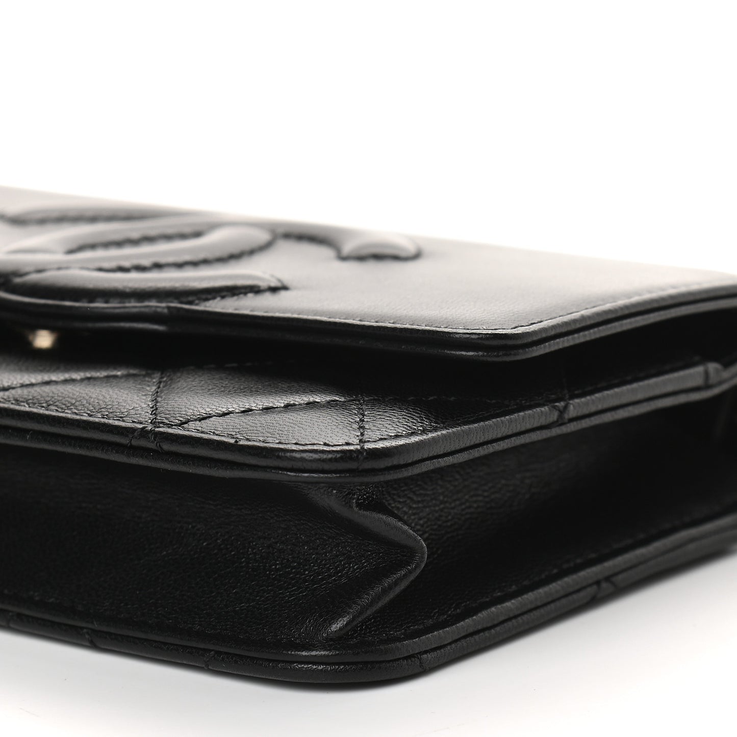 Goatskin Quilted Timeless CC Wallet On Chain WOC Black
