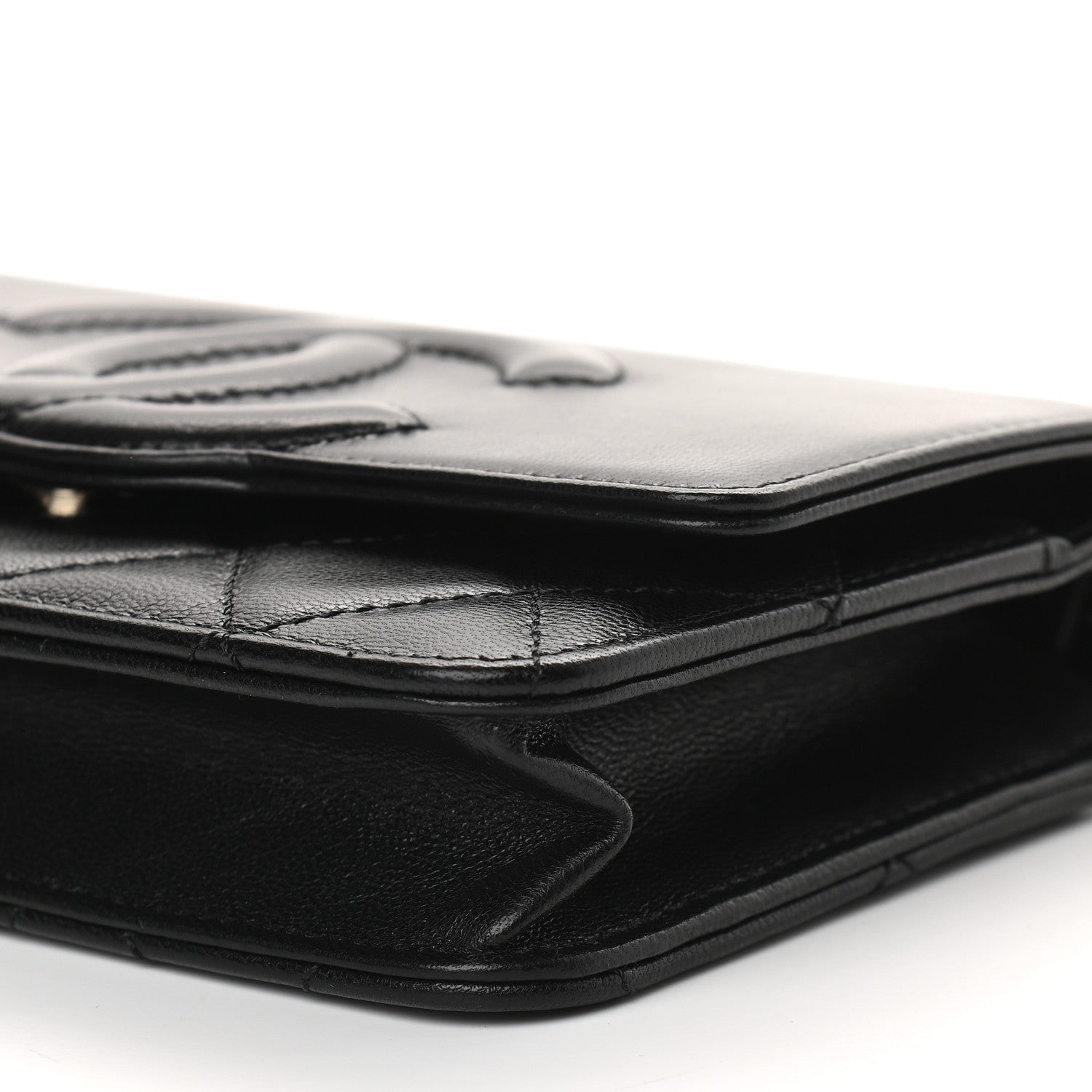 Chanel Goatskin Quilted Timeless CC Wallet On Chain WOC Black 10 of 10