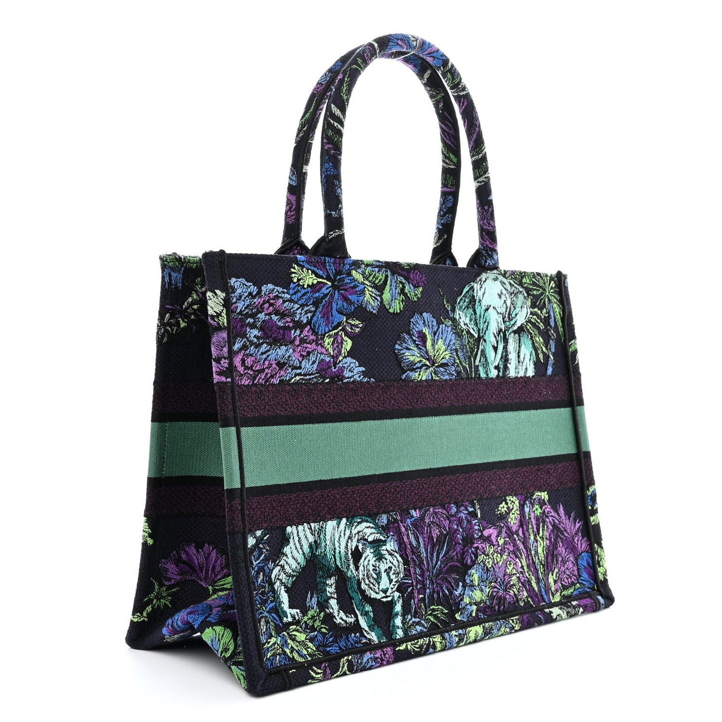 Canvas Embroidered Medium Toile de Jouy Voyage Book Tote Blue Multicolor