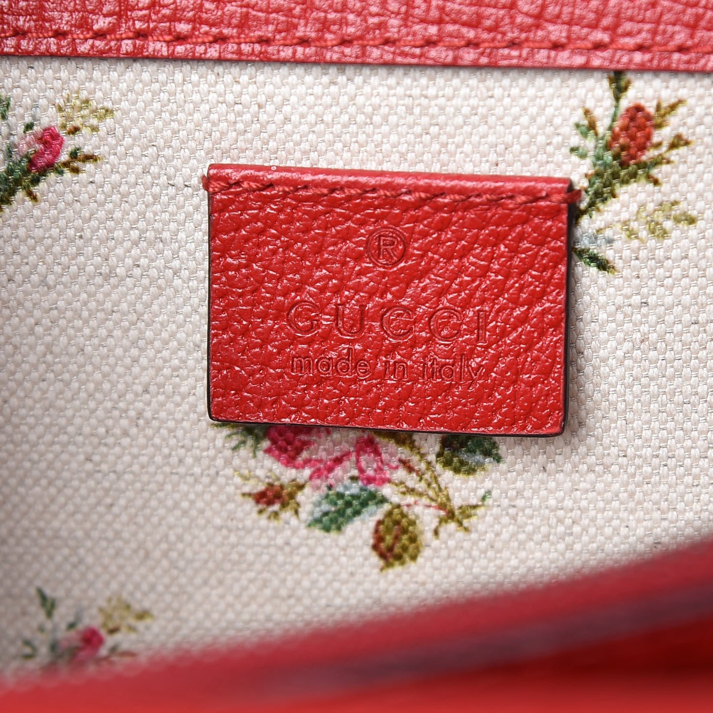 Calfskin Web Floral Embroidered Small Dionysus Shoulder Bag Hibiscus Red