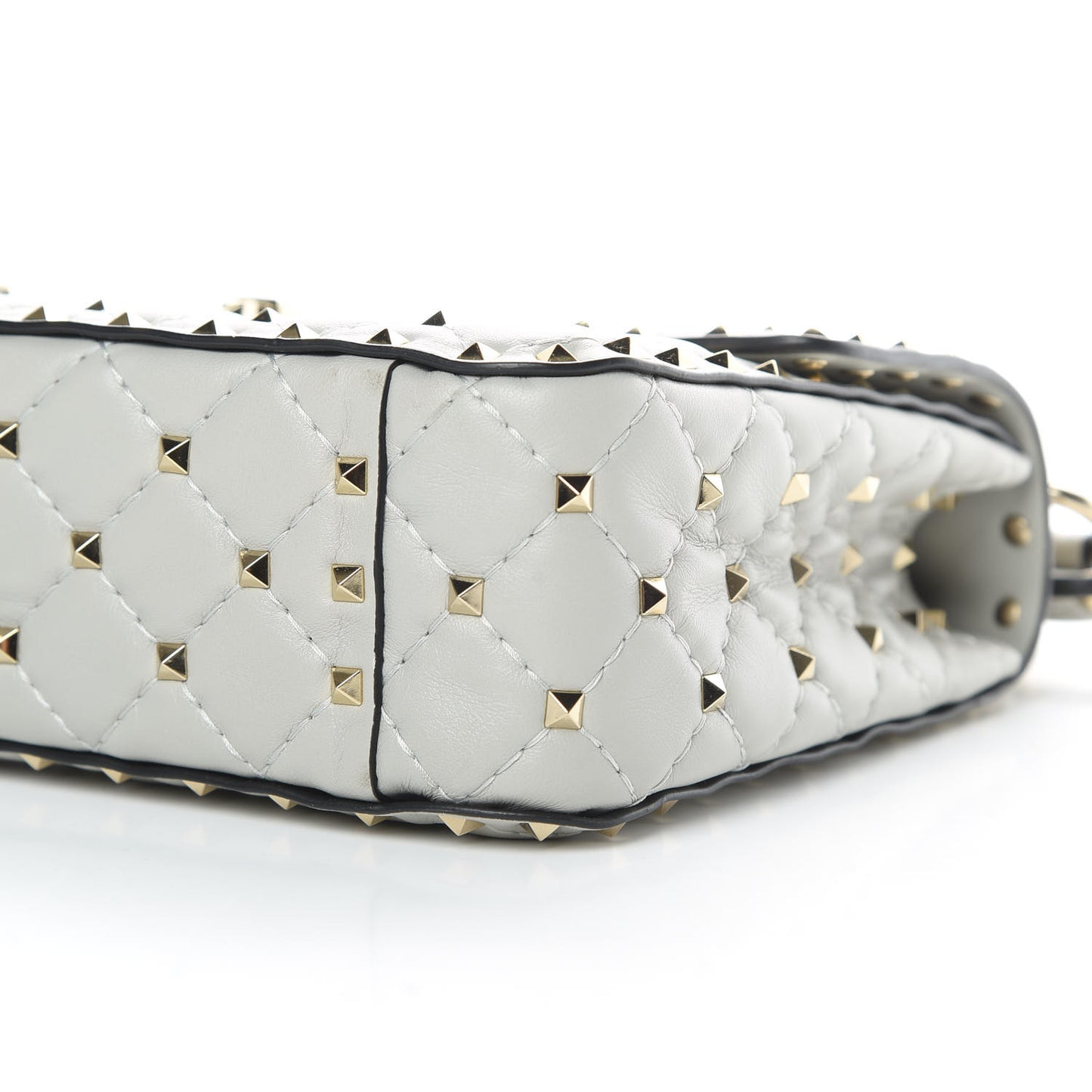 Nappa Medium Rockstud Spike Shoulder Bag Opal Grey