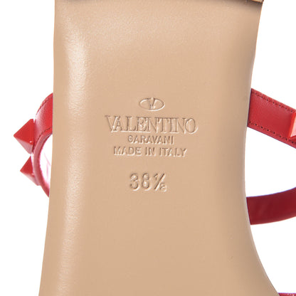 Valentino Garavani Calfskin Lacquered Monochrome Rockstud Caged Flat Slide Sandals 38.5 Rouge Pur 6 of 9