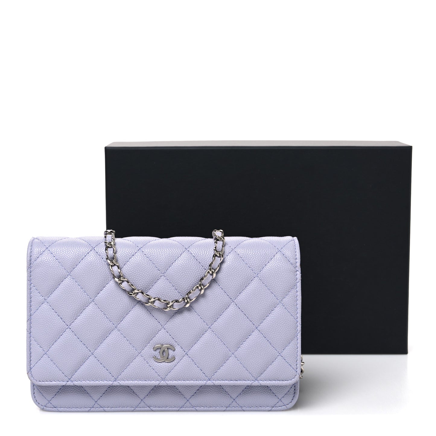 Caviar Quilted Wallet on Chain WOC Light Purple