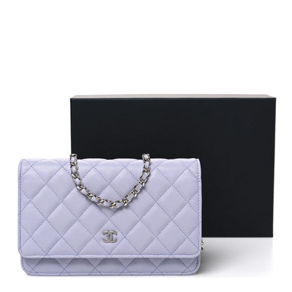 Chanel Caviar Quilted Wallet on Chain WOC Light Purple 12 of 12