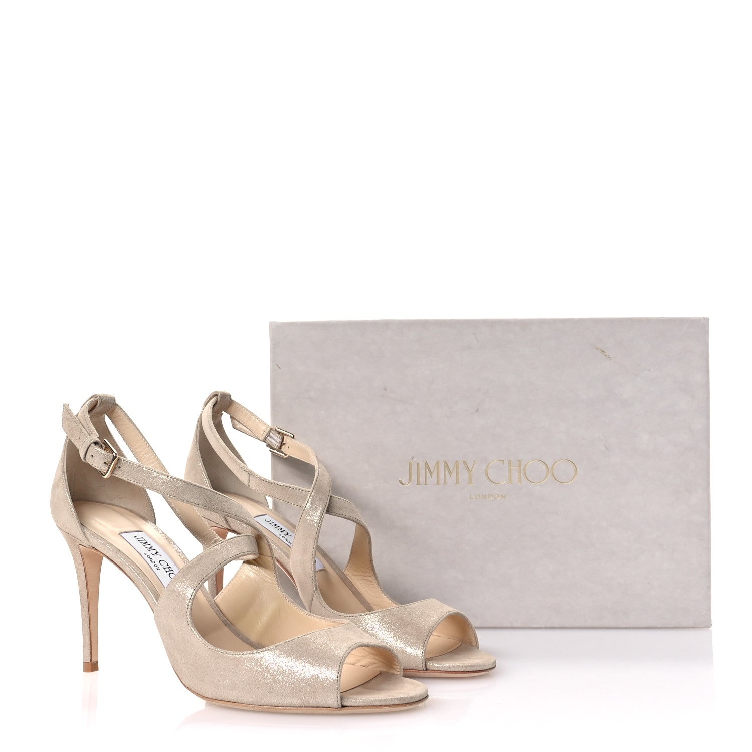 Jimmy Choo Shimmer Suede Emily 85 Sandal 40.5 Sand 8 of 10