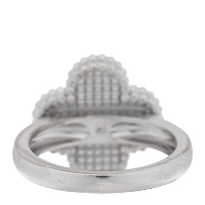 Van Cleef & Arpels 18K White Gold Guilloche Vintage Alhambra Ring 50 5.25 3 of 5