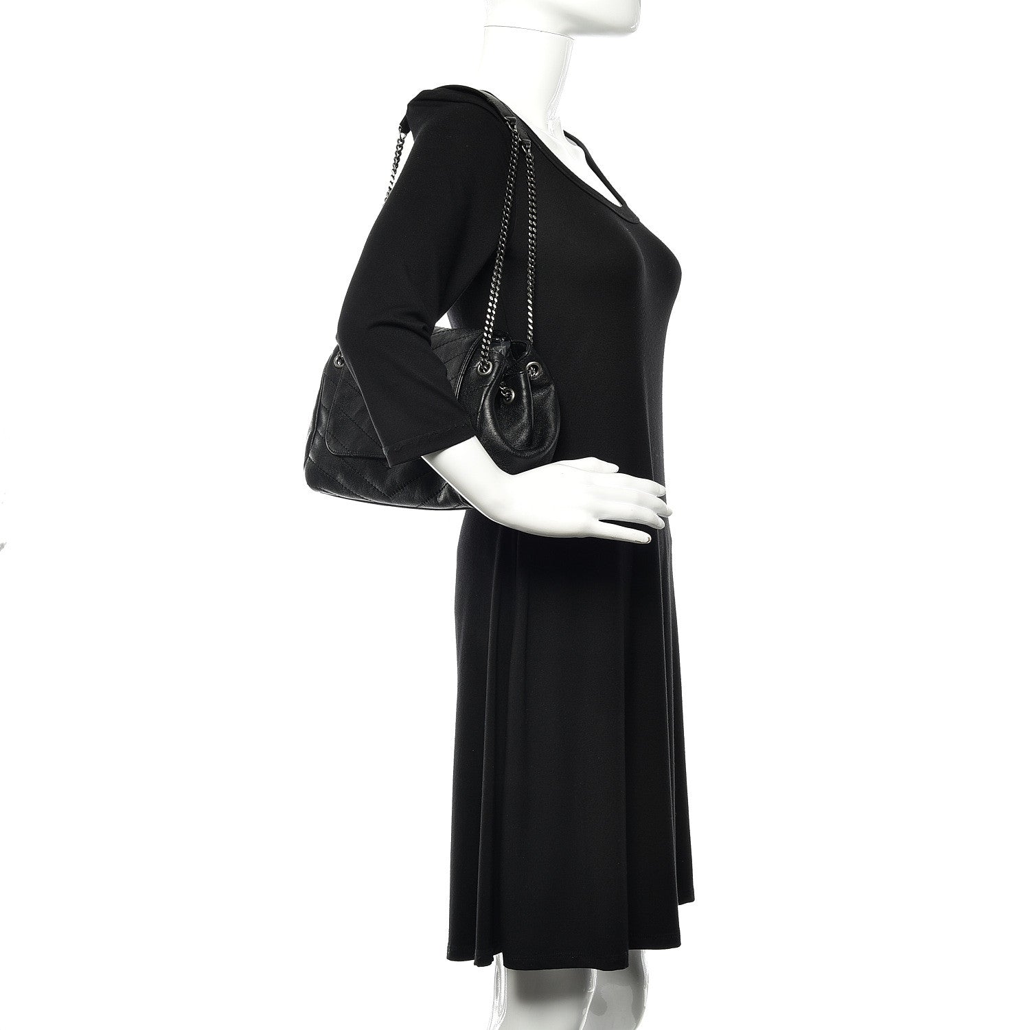 Saint Laurent Pebbled Lambskin Chevron Monogram Small Nolita Black 2 of 9