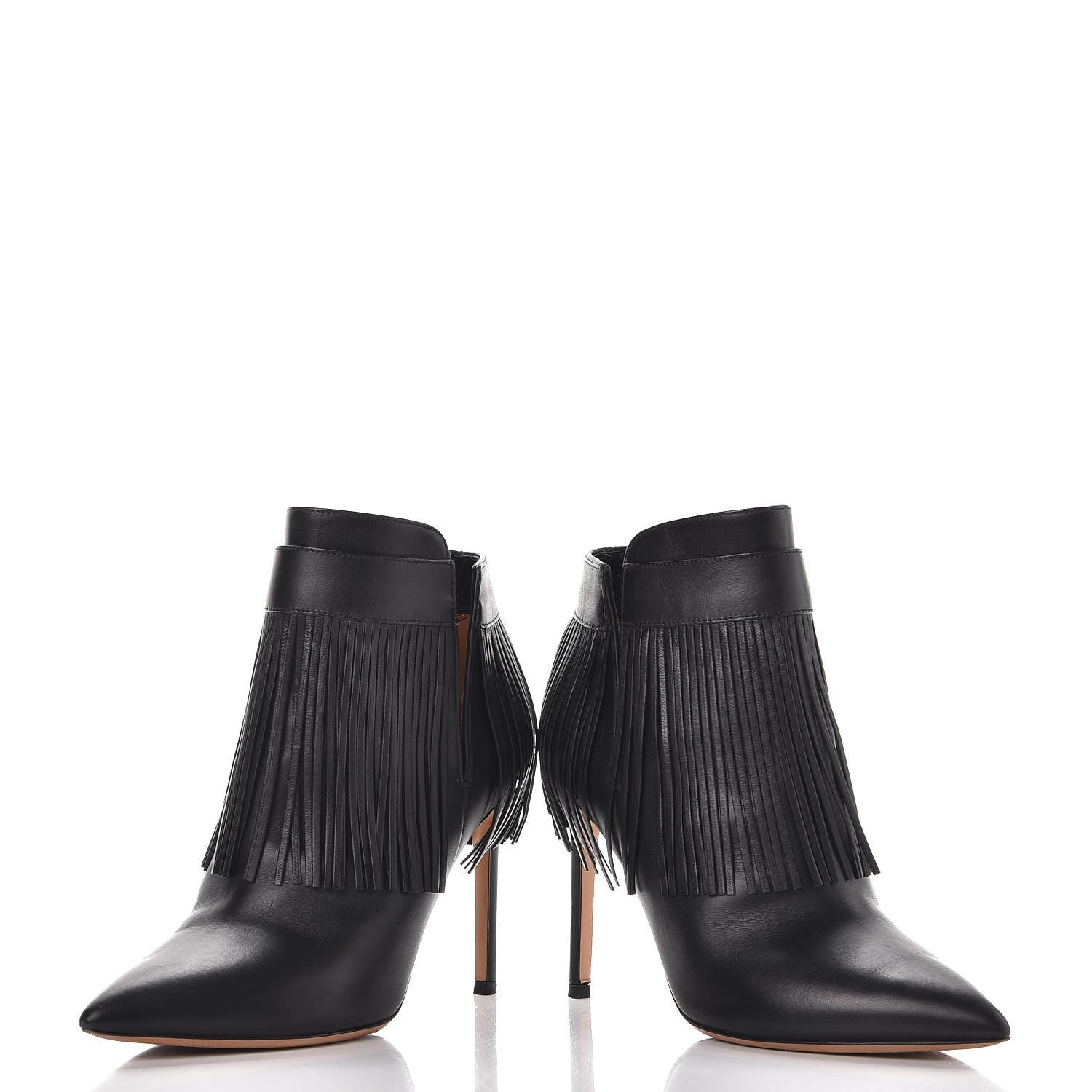 Valentino Garavani Calfskin Rockee Fringe Ankle Boots 36 Black 6 of 13