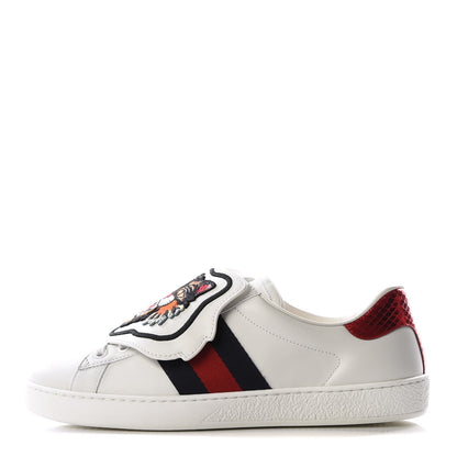 Gucci Calfskin Ayers Web Angry Cat Embroidered Mens Ace Sneakers 5.5 White 1 of 9