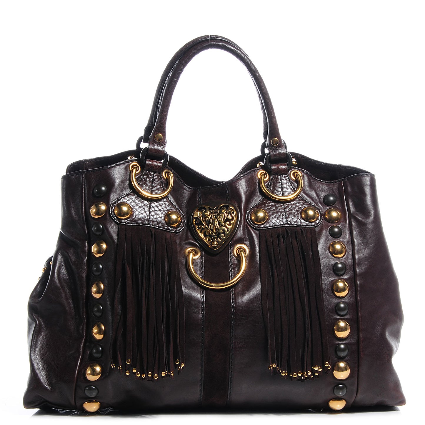 Leather Suede Fringe Large Babouska Tote Brown