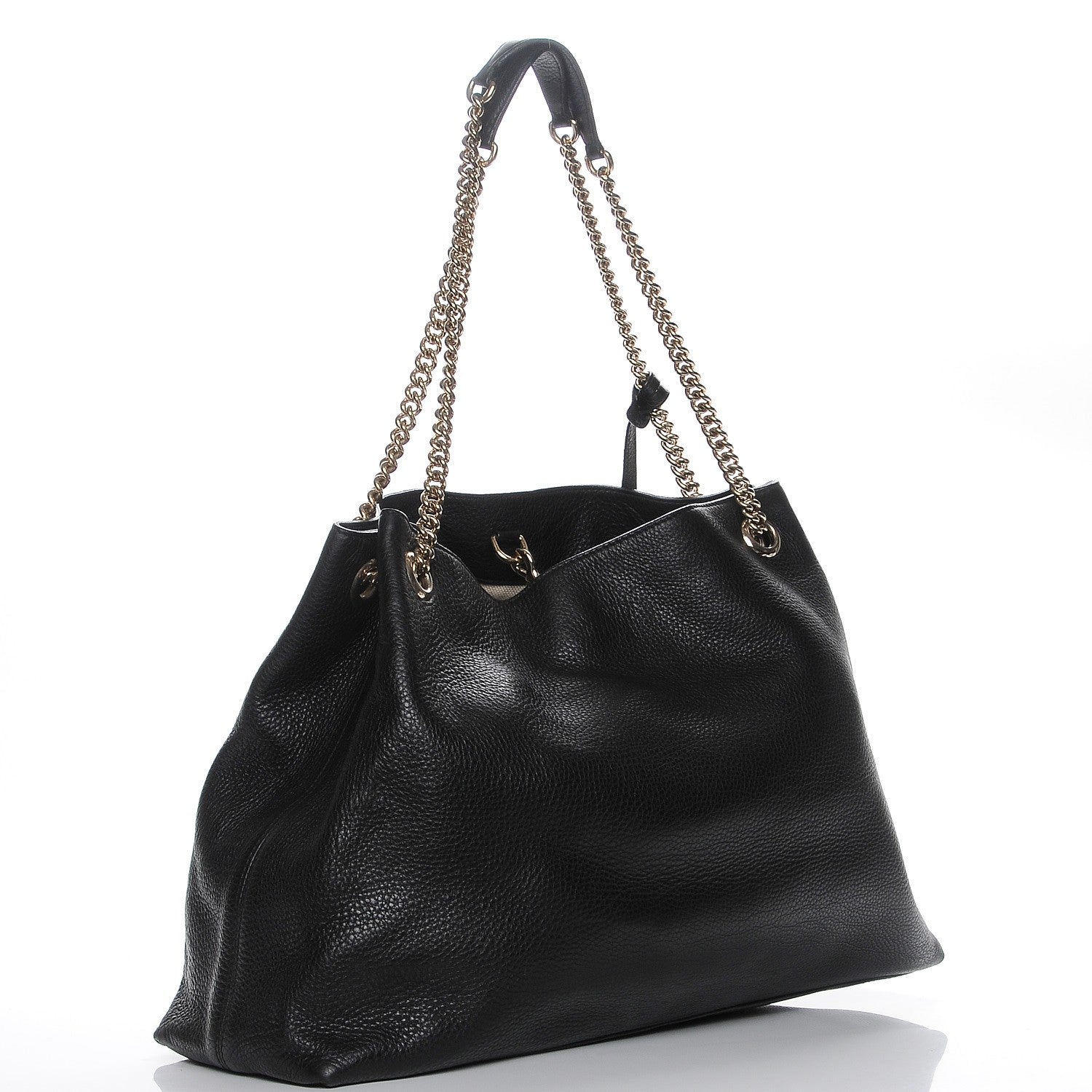 Gucci Pebbled Calfskin Large Soho Chain Shoulder Bag Black 3 of 8