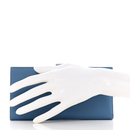Hermes Epsom Bearn Gusset Wallet Bleu Paradis 2 of 7