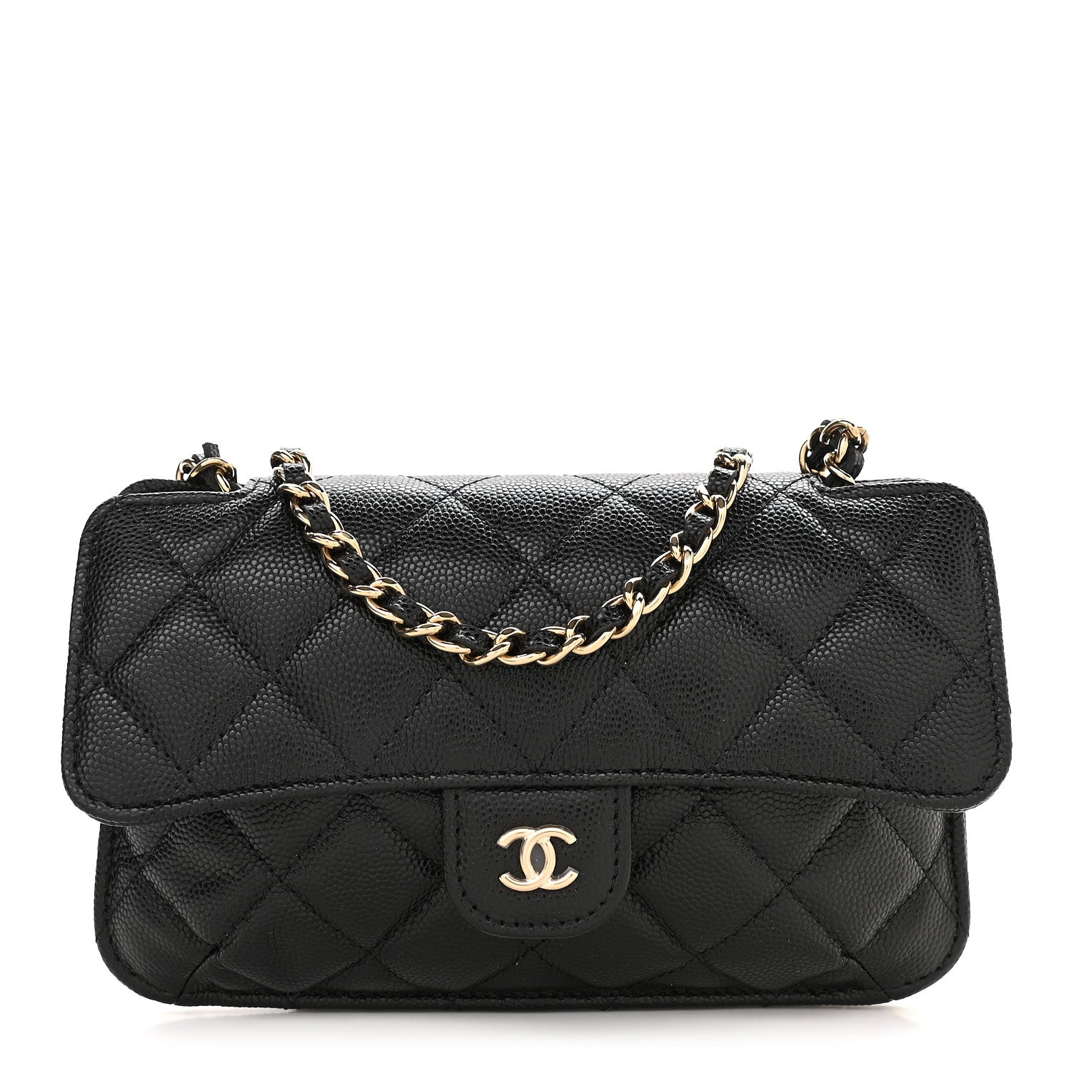 Chanel Caviar Fabric Quilted Foldable Tote With Chain Black Multicolor 1 of 15