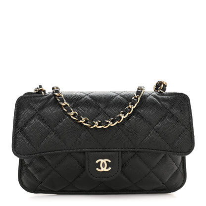 Chanel Caviar Fabric Quilted Foldable Tote With Chain Black Multicolor 1 of 15