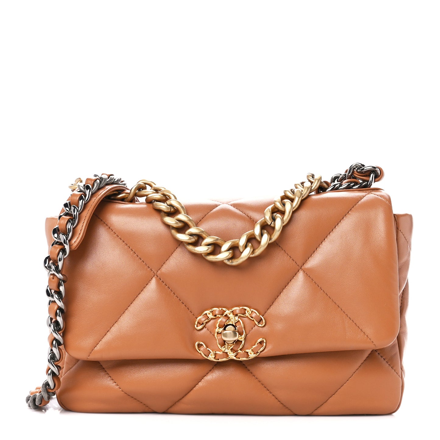 Lambskin Quilted Medium Chanel 19 Flap Brown